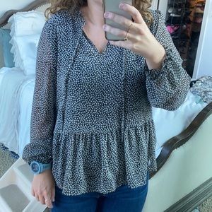 peplum blouse with tiny flowers